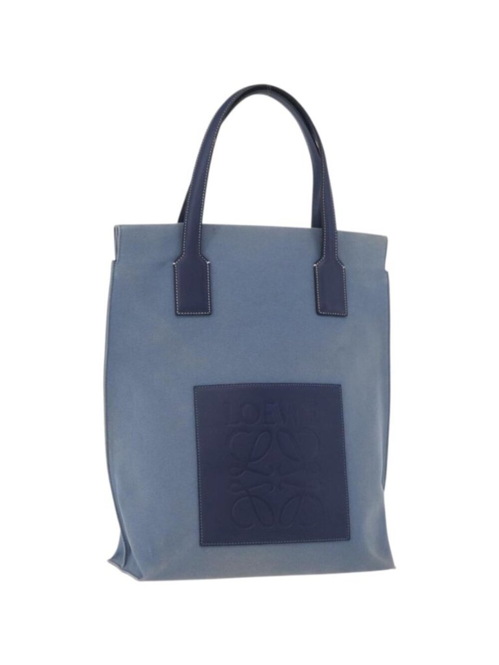 LOEWE Tote Bag Canvas Light Blue Silver